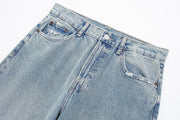TRAFZA Jeans For Women 2024 Denim Solid Loose Zipper Fly Female Hole Trouser Pockets Wild Basic Commute Woman Wide Leg Long Pant