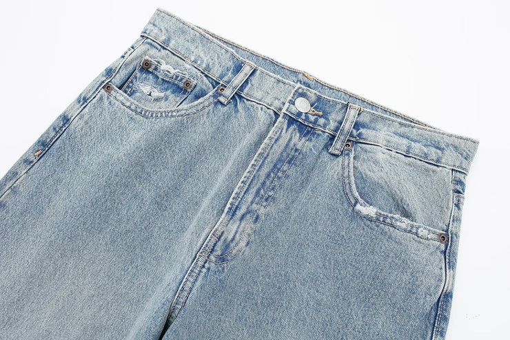 TRAFZA Jeans For Women 2024 Denim Solid Loose Zipper Fly Female Hole Trouser Pockets Wild Basic Commute Woman Wide Leg Long Pant