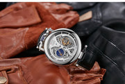 New Fashion Hollow Automatic Mechanical Watches Men Business Casual Leather Skeleton Tourbillon Wrist Watch Relogio Masculino