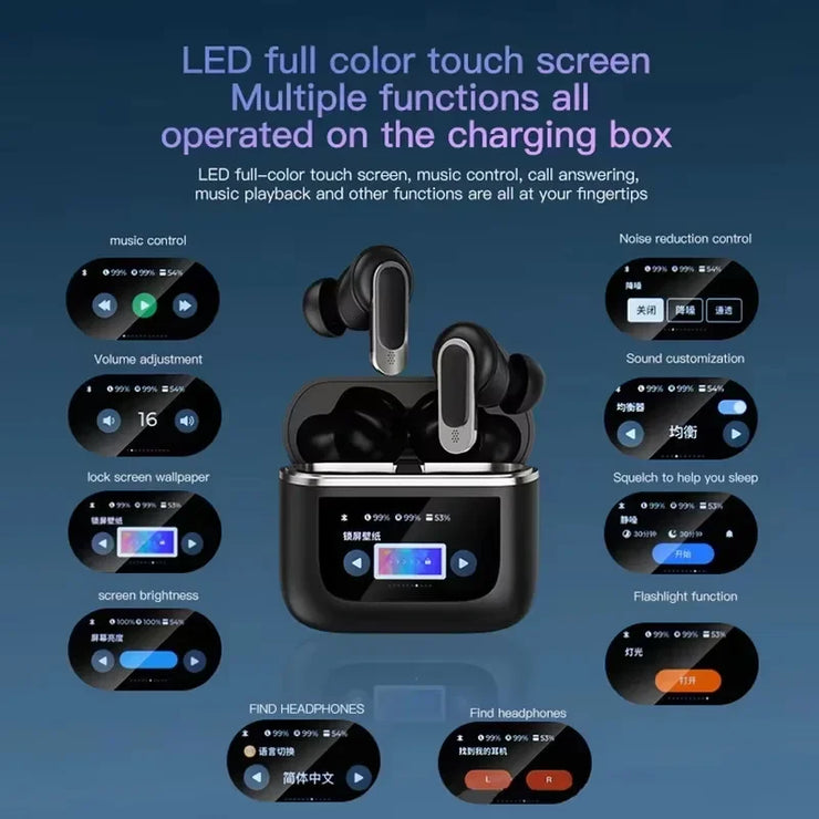 2025 high-quality V8 wireless Bluetooth earphones with ANC noise reduction and built-in microphone, waterproof earplugs