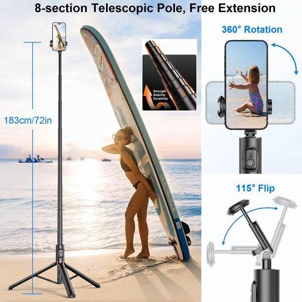 New Portable 72 Inch Selfie Stick Tripod