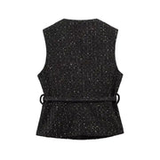 Spring Vest Jackets Women's 2025 New Jacket Coat Fashion Slim Belt O-neck Street Joker Youth Coat Vest