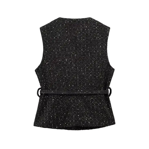 Spring Vest Jackets Women's 2025 New Jacket Coat Fashion Slim Belt O-neck Street Joker Youth Coat Vest