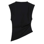 TRAF New Womens Tops Sleeveless Red Black Blouse Woman Summer Ruched Asymmetrical Top Women Slim Fit Brown Stylish Women's Top