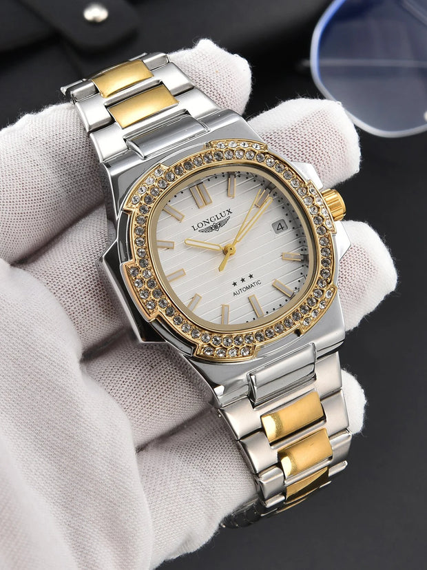 LONGLUX automatic man watch diamond watch luxury stainless steel wholesale mechanical watches day date waterproof man watch