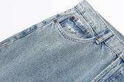 TRAFZA Jeans For Women 2024 Denim Solid Loose Zipper Fly Female Hole Trouser Pockets Wild Basic Commute Woman Wide Leg Long Pant