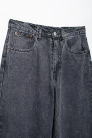 TRAFZA Jeans For Women 2024 Denim Solid Loose Zipper Fly Female Hole Trouser Pockets Wild Basic Commute Woman Wide Leg Long Pant