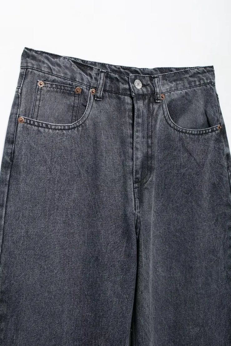 TRAFZA Jeans For Women 2024 Denim Solid Loose Zipper Fly Female Hole Trouser Pockets Wild Basic Commute Woman Wide Leg Long Pant
