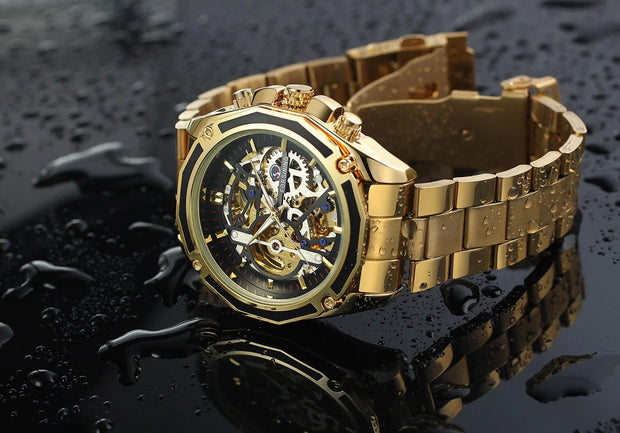 2024 Stainless Steel Skeleton Mechanical Watch Male Automatic Movement Man Wrist Watches Waterproof High End Luxury reloj hombre