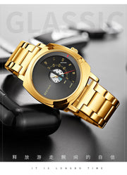 UTHAI Men's Quartz Watch Fashion Leisure Business Watch Waterproof Personalized Pointer Alloy Steel Band Watch