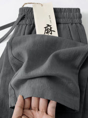 Straight Casual Cotton Linen Pants Men Wide Leg Lightweight Baggy Cotton Sweatpants Male Walking  Jogger Trousers Work