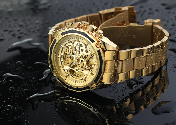 2024 Stainless Steel Skeleton Mechanical Watch Male Automatic Movement Man Wrist Watches Waterproof High End Luxury reloj hombre