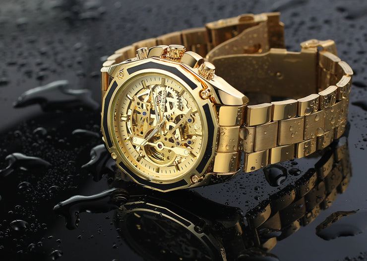 2024 Stainless Steel Skeleton Mechanical Watch Male Automatic Movement Man Wrist Watches Waterproof High End Luxury reloj hombre