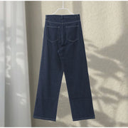 Vintage Women's Denim Sleeveless Set Crop Top With Chic Buttons Matching High Waist Slim Fit Jeans Casual Streetwear Outfits