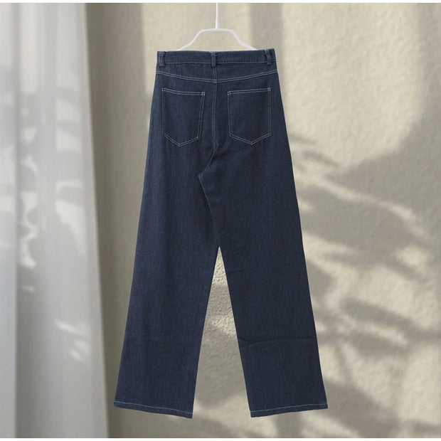 Vintage Women's Denim Sleeveless Set Crop Top With Chic Buttons Matching High Waist Slim Fit Jeans Casual Streetwear Outfits