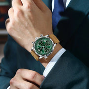Man Waterproof Luminous Chronograph Leather Wristwatch