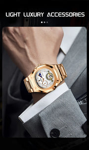 LIGE Classic Retro Men Watch Fashion Business Men's Mechanical Wristwatches Top Brand Luxury Waterproof Automatic Watch For Men