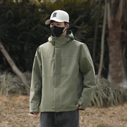 Men Outdoor Hiking Camp Waterproof Windproof Outerwear Spring Fall Lightweight Tops Fashion Casual Daily Coat Hooded Rain Jacket